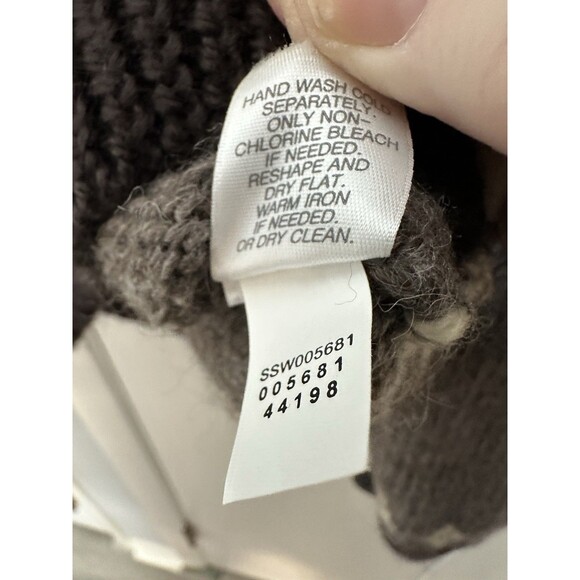 J Jill Cardigan Sweater Medium Brown Wildwood Fair Isle Wool Blend Nordic XL - Picture 11 of 11